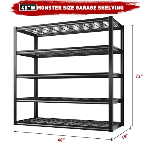 48" W Garage Shelving Heavy Duty Load 2500LBS (4 Count)