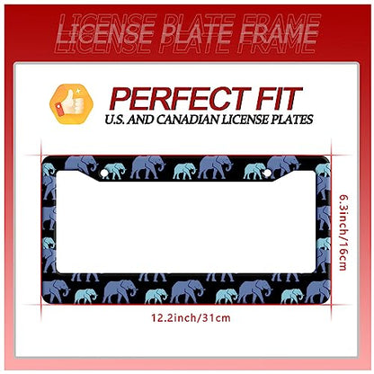 Blue Elephant License Plate Frame Stainless Steel Car Accessory 6.3x12.3In