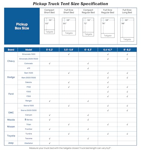 Pickup Truck Tent 5.0ft Bed Tent with Removable Awning