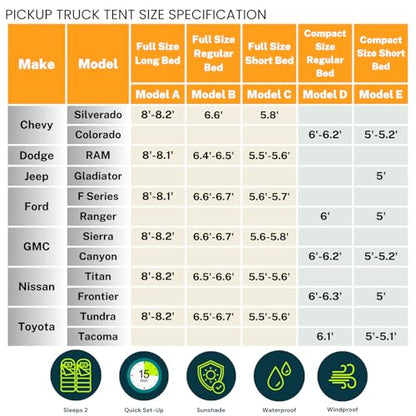 Full Size Truck Bed Tent 5.5'