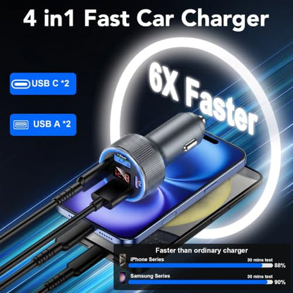 4 Port USB C Car Charger Fast Charging
