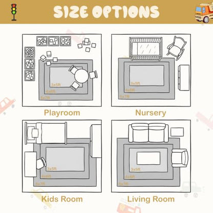 Kids Car Rug 4x6 Washable Non