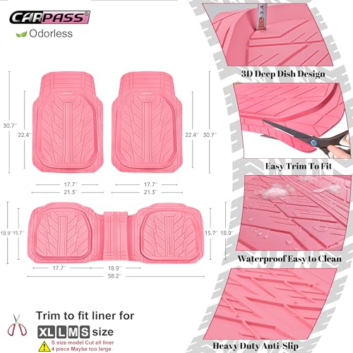 DeepDish Pink Floor Mats for Cars Full Set (4 Count)