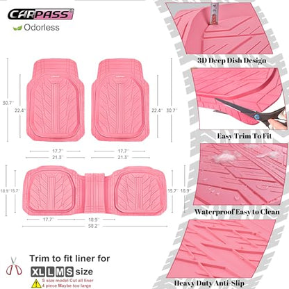 DeepDish Pink Floor Mats for Cars Full Set (4 Count)