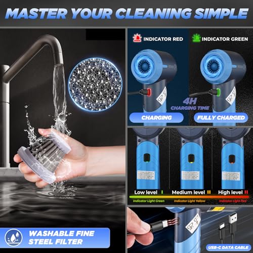 Handheld Car Vacuum Portable Cordless17000Pa HL132 Blue
