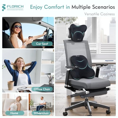 Lumbar Support Pillow and Neck Headrest Pillow for Office Chair Car