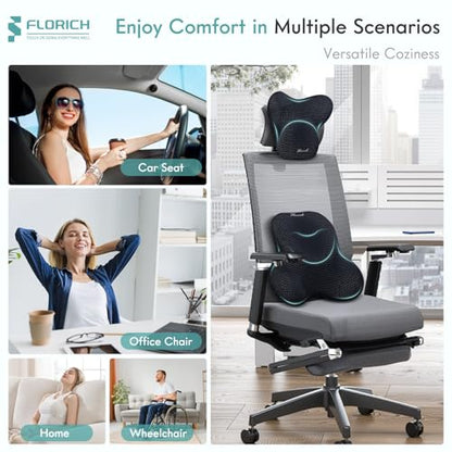 Lumbar Support Pillow and Neck Headrest Pillow for Office Chair Car