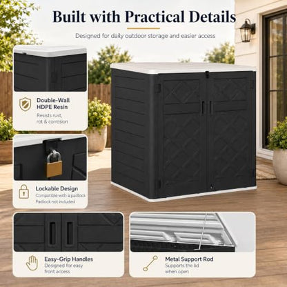 Outdoor Storage Cabinet 38 Cu.Ft Horizontal Resin Storage Shed