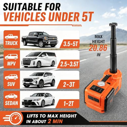 Electric Car Jack Kit 5 Ton 12V Hydraulic with Wrench