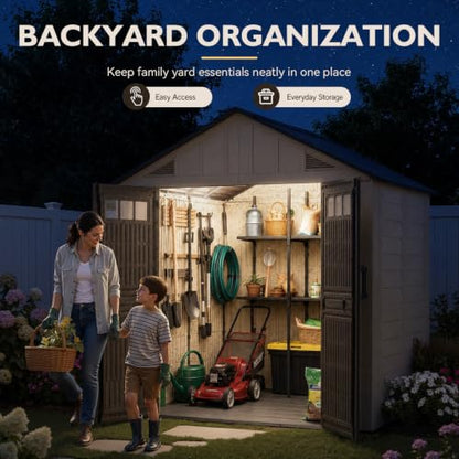 8x6 Ft Outdoor Storage Shed with Lighe & Floor
