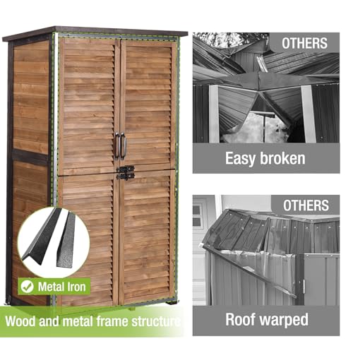 Outdoor Storage Shed with Adjustable Shelfs Tool Cabinet with Floor