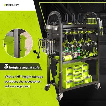 Power Tool Organizer Cart with Charging Station