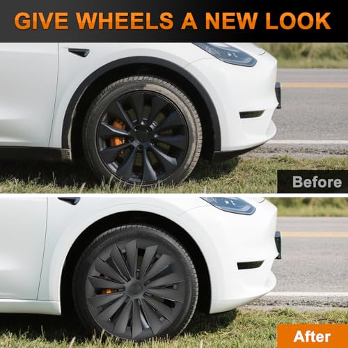 Wheel Cover Hubcaps 19 Inch for Tesla Model Y Accessories 2021 2022 2023 2024 Tesla Model Y 19 Inch Hub caps Set of 4 Rim Protector Wheel Covers Replacement Multi (4 Count)