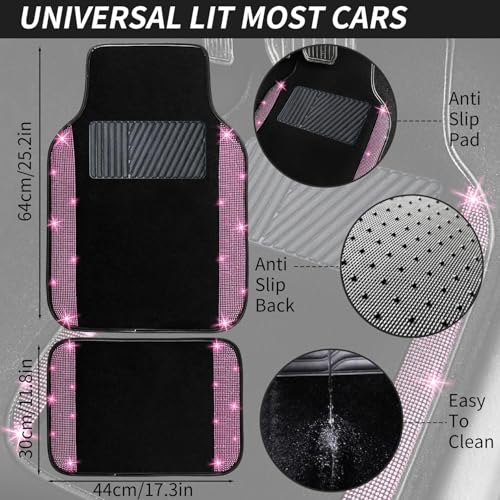 Bling Car Floor Mats Full Set and Steering Wheel Cover