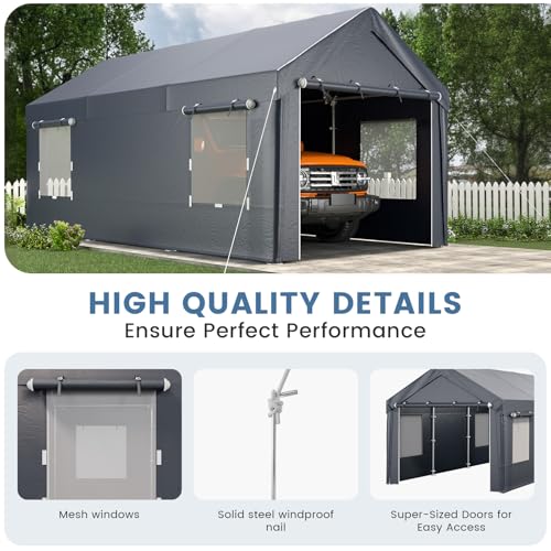 Carport 10' x 20' Heavy Duty Carport with Roll