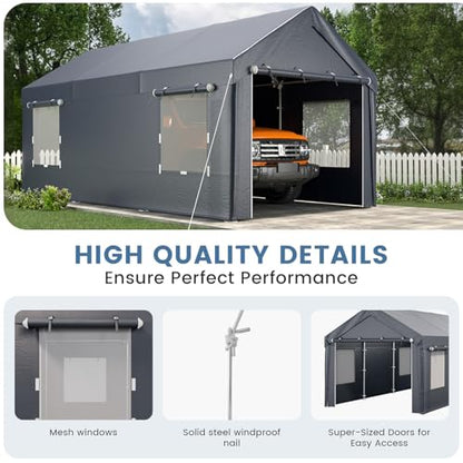 Carport 10' x 20' Heavy Duty Carport with Roll