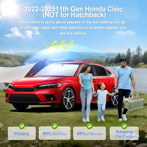 8pcs Car Window Shades for 11th Gen Honda Civic (8 Count)