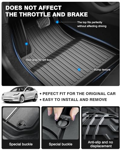 Floor Mats for 2024 2025 2026 Tesla Model 3 Highland 8 PCS Floor Cargo Liners Full Set All Weather TPE 3D 2 Row Liner Front Rear Storage Mat and Rear Seat Back Mats