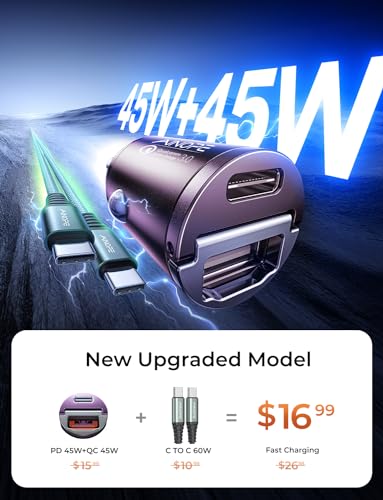 90W Car Charger USB C Fast Charge
