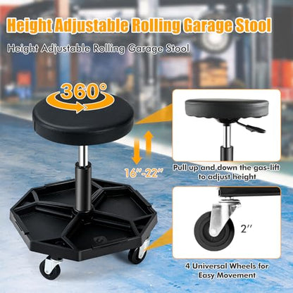 Adjustable Mechanic Rolling Stool