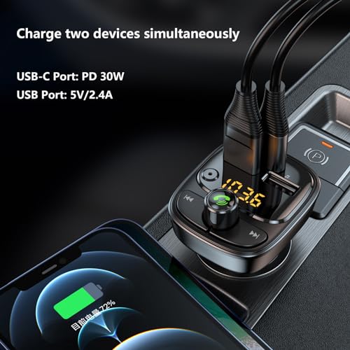 Bluetooth 5.3 FM Transmitter Car Adapter