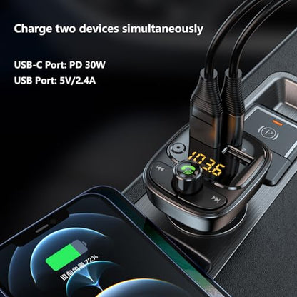 Bluetooth 5.3 FM Transmitter Car Adapter