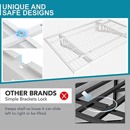 2-Pack 2×3ft(24×36 inch) Garage Wall Shelving, 500 lbs Load Capacity, Garage Wall Mounted Shelves, Heavy Duty Shelf with Hooks, White