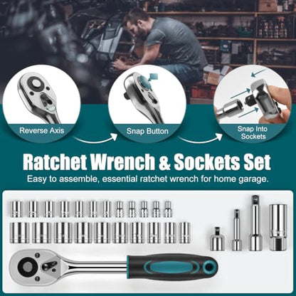 257 Pcs Portable General Basic Hand Tool Kit Set for Home with Case
