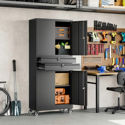 Metal Garage Storage Cabinet with Locking Doors and Adjustable Shelves