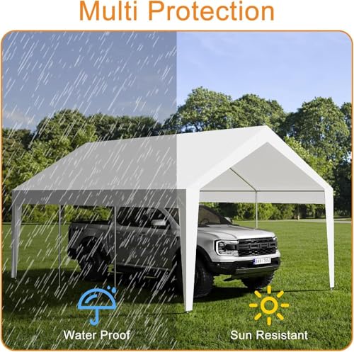 10x20ft Metal Carport with Leg Wrap