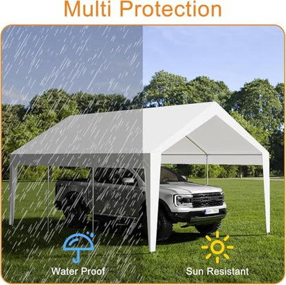 10x20ft Metal Carport with Leg Wrap