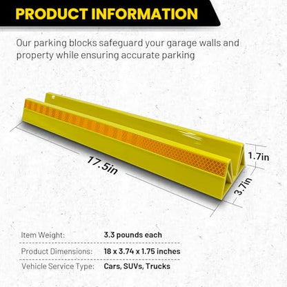 2 Pcs 18'' Parking Car Wheel Stopper for Garage with 2 Installation Methods (2 Count)