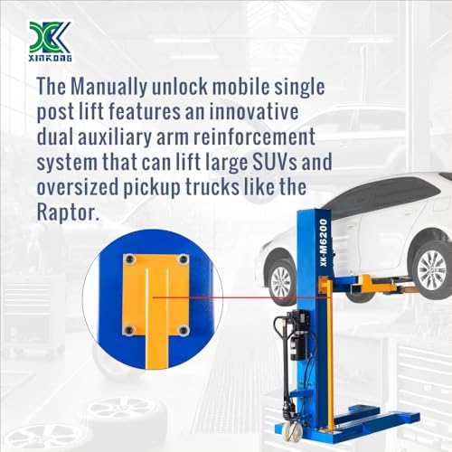 Mobile Car Lifts 6200 lb Capacity Single Post Lift M6200 110V