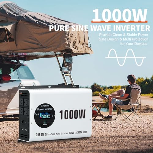1000W Power Inverter Pure Sine Wave 12V DC to 120V AC