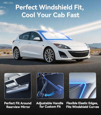 Vinyl Coating Heat Shield] Windshield Sun Shade Umbrella Custom for Mazda 3