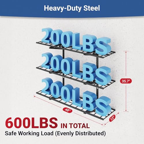 3 Tier 1x4ft Garage Storage Wall Shelving