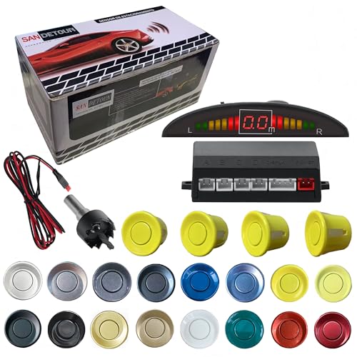 Parking Sensor Kit Backup Sensor Kit Reverse Sensor for Car 20 Color Options for Probes Adjustable Alarm Volume Professional Sensore de Reversa para Carro Safe Driving Assistant LightYellow