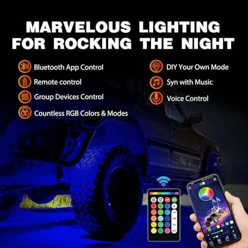 RGB LED Rock Lights Kit 10 Pods Underglow Multicolor Neon Pod