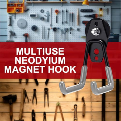 6 Pcs Large Magnetic Hooks Heavy Duty Garage Magnet Hooks Strong Storage Utility Magnetic Hangers with Anti Slip Rubber Coating for Indoor and Outdoor Hanging (6 Count)