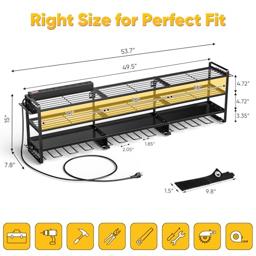 49.5" W Large Power Tool Organizer Wall Mount with Charging Station