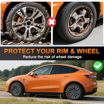Wheel Cover Hubcaps 19 Inch for Tesla Model Y Accessories 2021 2022 2023 2024 Tesla Model Y 19 Inch Hub caps Set of 4 Rim Protector Wheel Covers Replacement Multi (4 Count)