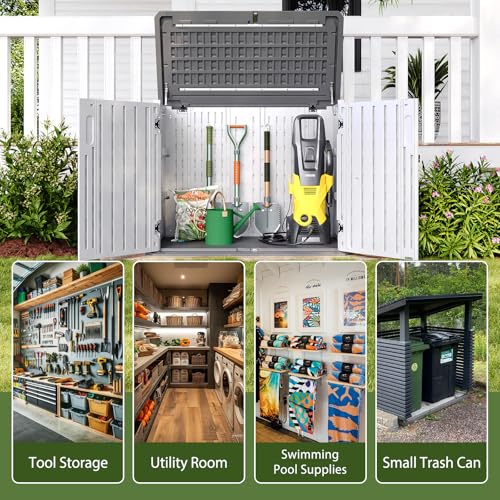 Outdoor Storage Cabinet 35 Cu.Ft Outdoor Trash Can Storage Shed