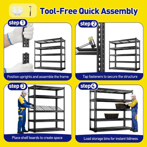 5 Tier Heavy Duty Metal Shelving for Garage Basement Warehouse