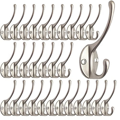 30 Pack Heavy Duty Silvery Dual Coat Hooks for Coat (30 Count)