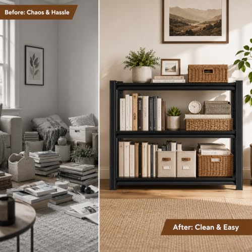 Heavy Duty Metal Bookshelf Adjustable Storage Shelving Unit for Home Office