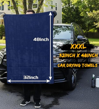 2-Pack Long-Reach Pro Drying Towels, 48"x32" Extra Large, Blue (2 Count)