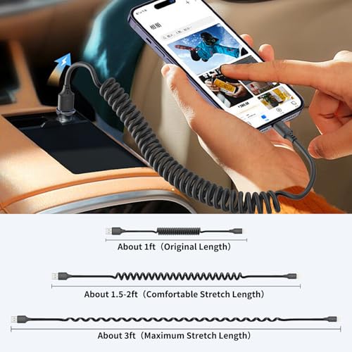 Coiled USB A to Lightning Cable (2 Count)