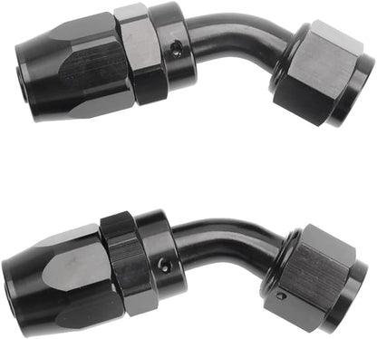 LokoCar 4AN Hose End Fitting 45 Degree Swivel For CPE Braided Hose Black 2Pcs