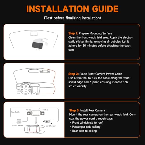 360° Dash Cam Front and Rear Inside