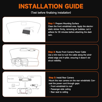 360° Dash Cam Front and Rear Inside